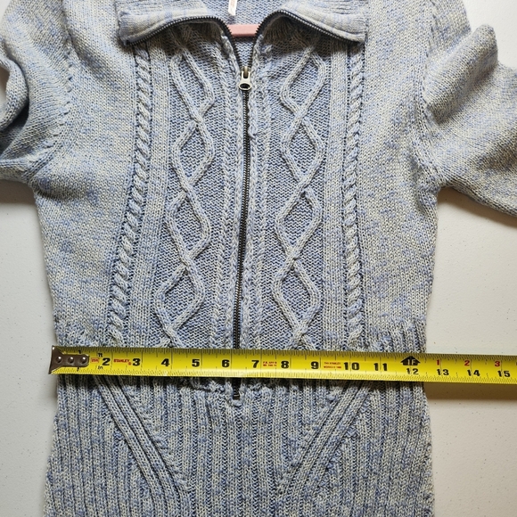 Free People Mont Blanc Mini Dress Blue Womens Medium Sweater Knit Boho Winter - Picture 13 of 13